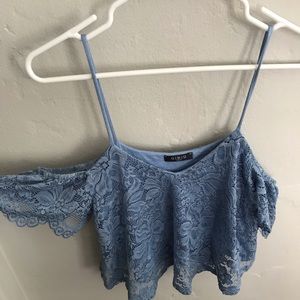 Light blue lace crop top